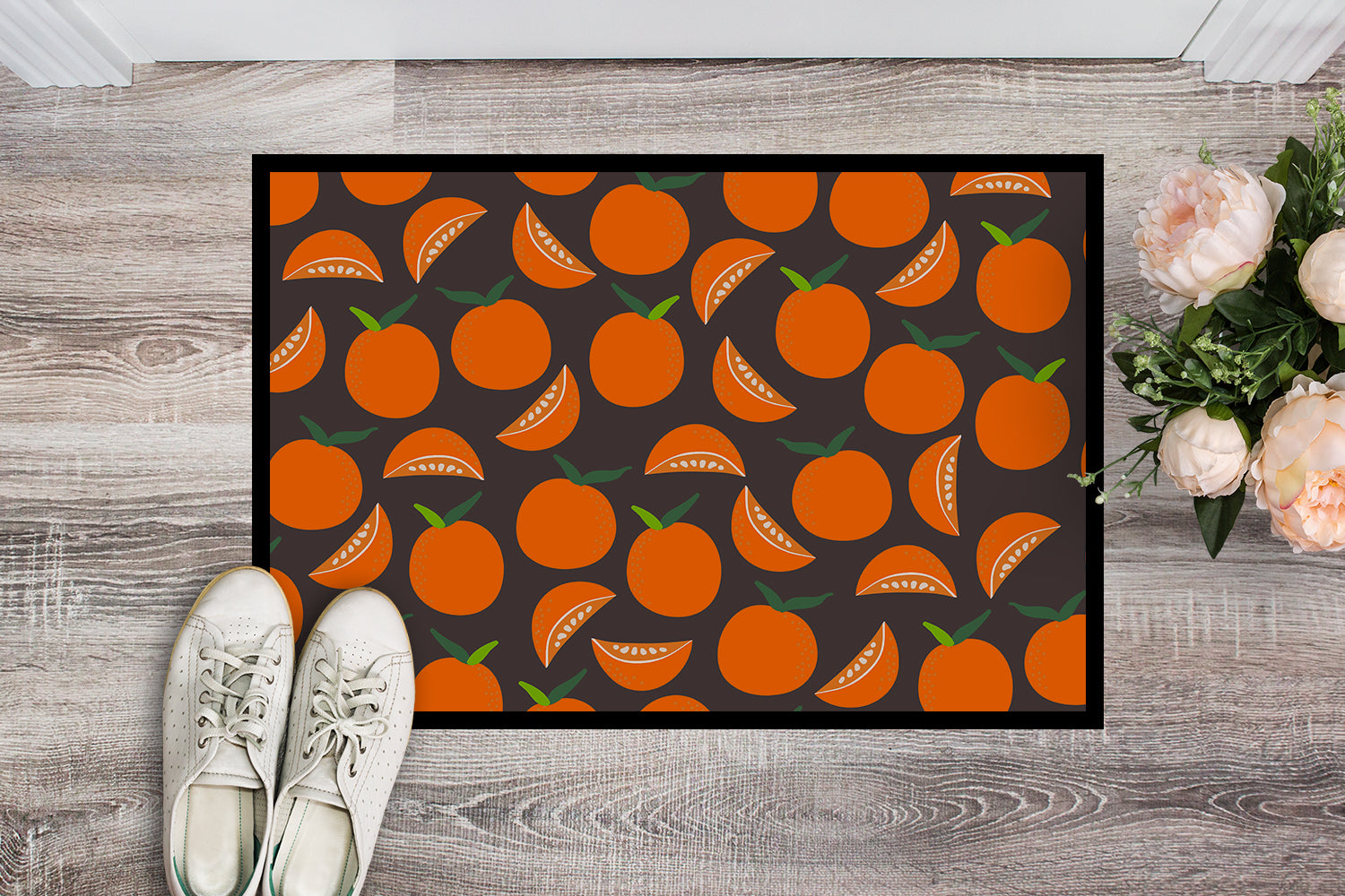 Oranges on Gray Indoor or Outdoor Mat 18x27 BB5142MAT - the-store.com