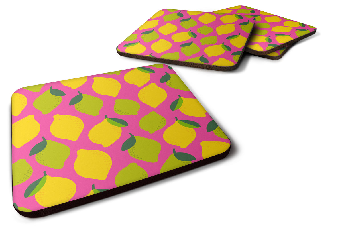 Lemons and Limes on Pink Foam Coaster Set of 4 BB5143FC - the-store.com