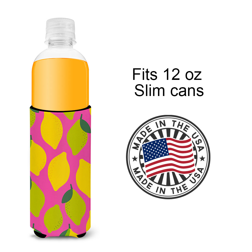 Lemons and Limes on Pink  Ultra Hugger for slim cans BB5143MUK