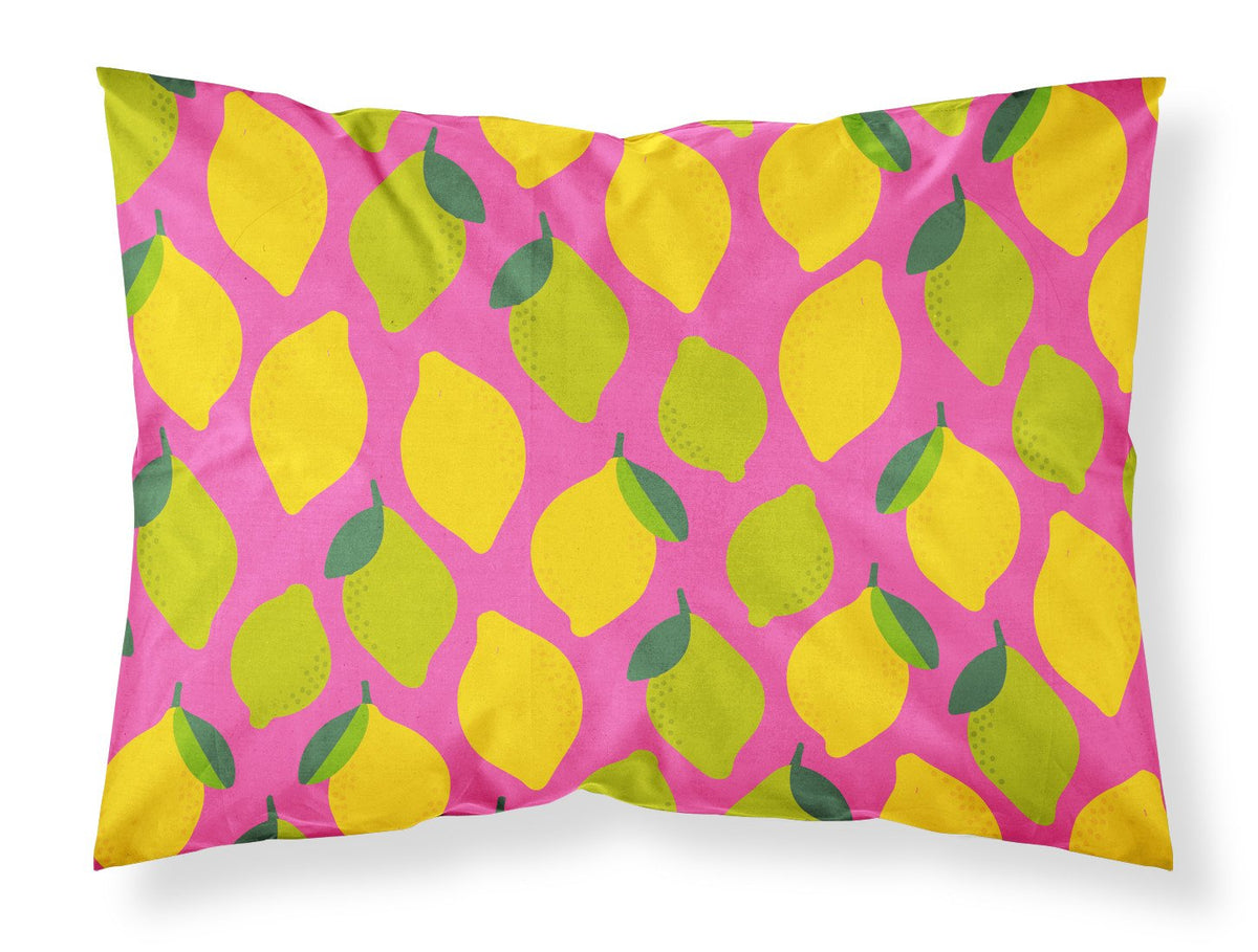 Lemons and Limes on Pink Fabric Standard Pillowcase BB5143PILLOWCASE by Caroline&#39;s Treasures