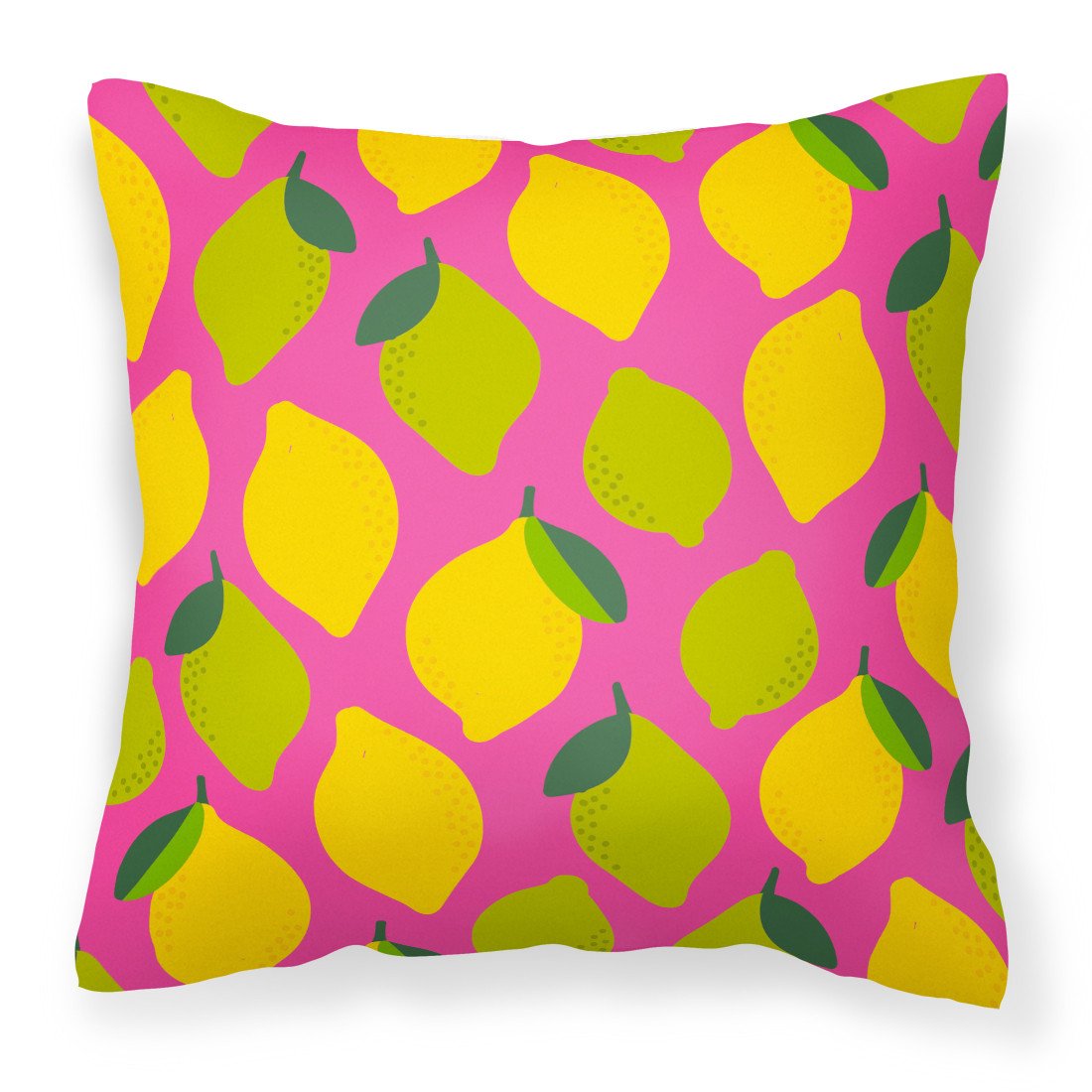 Lemons and Limes on Pink Fabric Decorative Pillow BB5143PW1818 by Caroline&#39;s Treasures