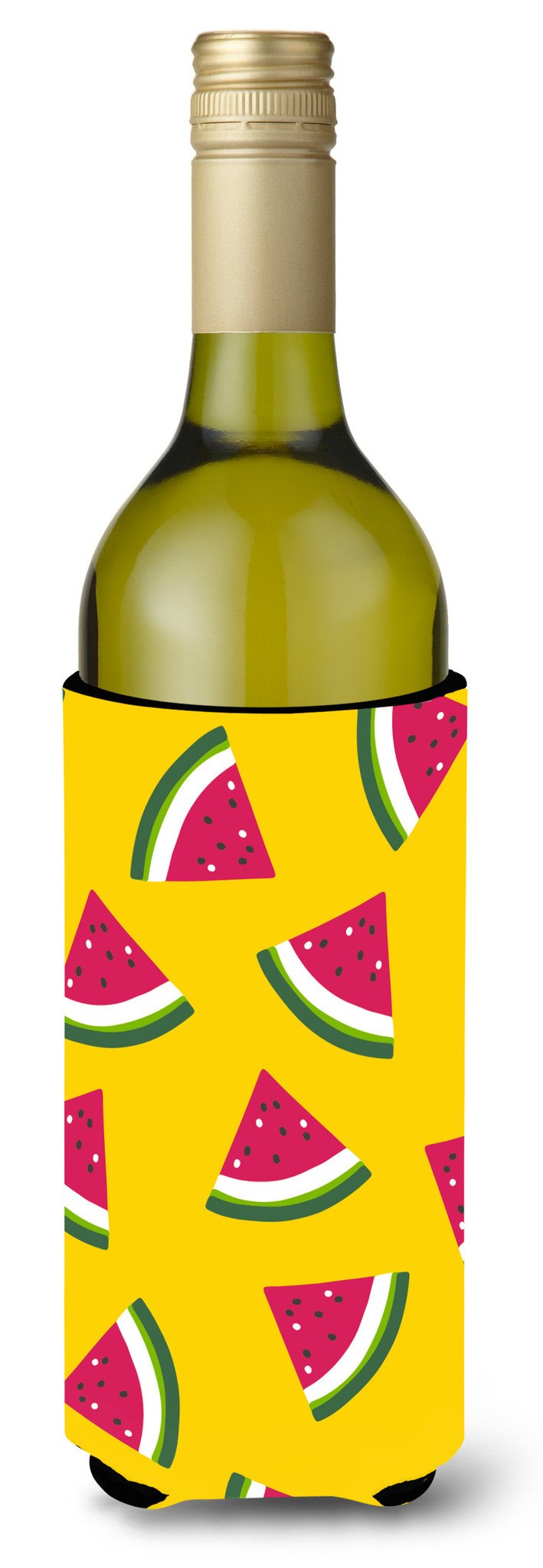 Watermelon on Yellow Wine Bottle Beverge Insulator Hugger BB5144LITERK by Caroline&#39;s Treasures