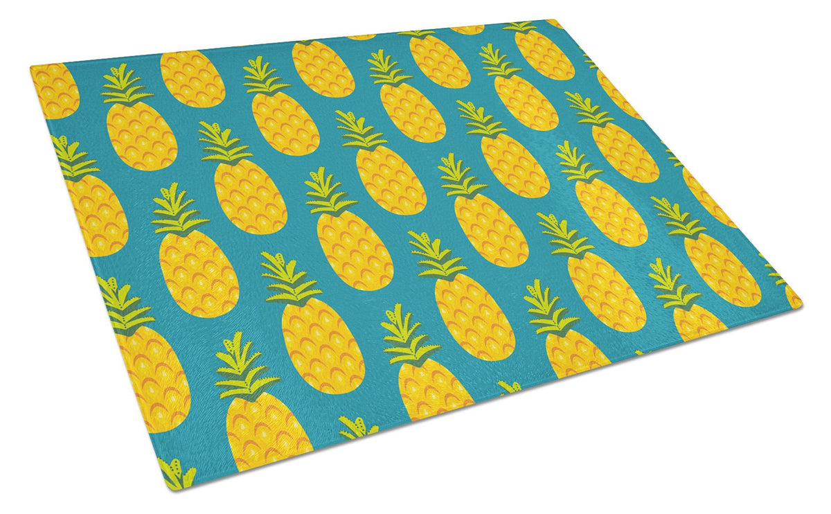 Pineapples on Teal Glass Cutting Board Large BB5145LCB by Caroline&#39;s Treasures