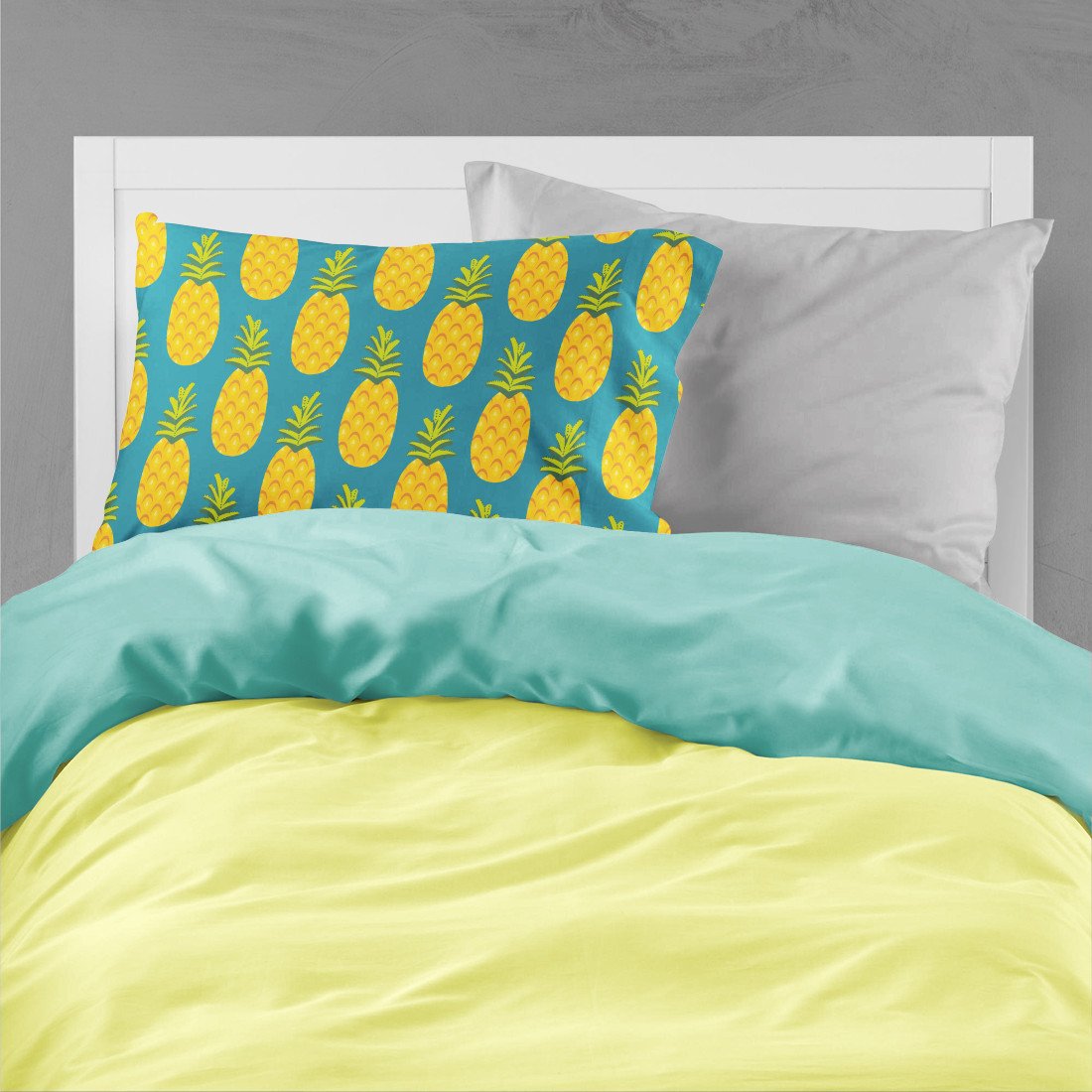Pineapples on Teal Fabric Standard Pillowcase BB5145PILLOWCASE by Caroline's Treasures