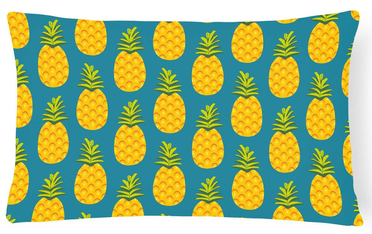 Pineapples on Teal Canvas Fabric Decorative Pillow BB5145PW1216 by Caroline&#39;s Treasures