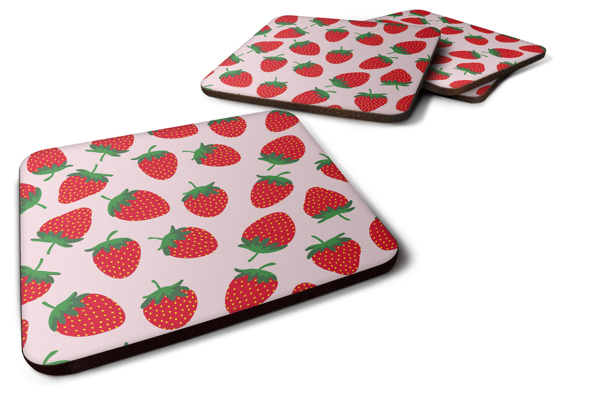 Strawberries on Pink Foam Coaster Set of 4 BB5146FC - the-store.com