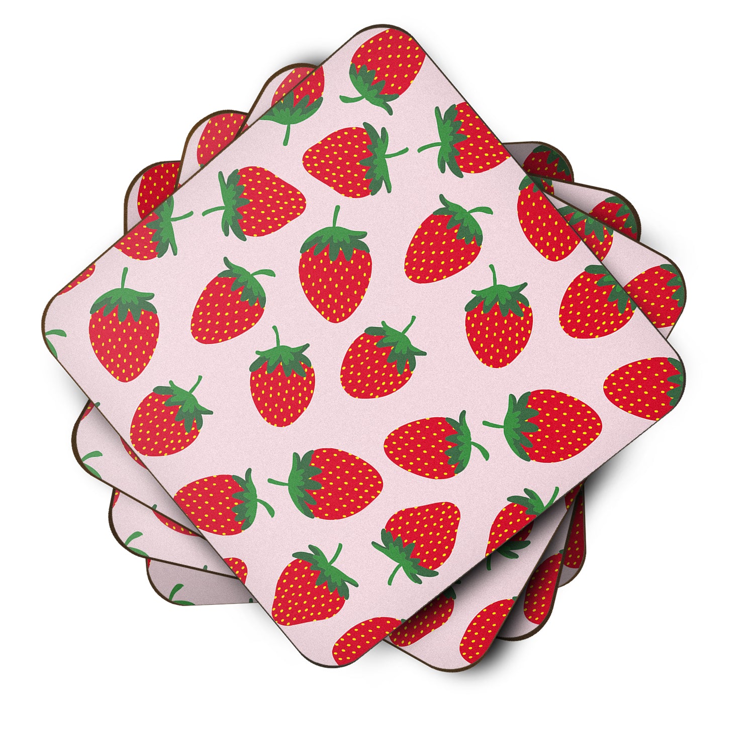 Strawberries on Pink Foam Coaster Set of 4 BB5146FC - the-store.com