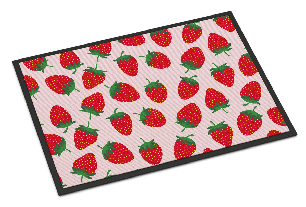 Strawberries on Pink Indoor or Outdoor Mat 24x36 BB5146JMAT by Caroline&#39;s Treasures