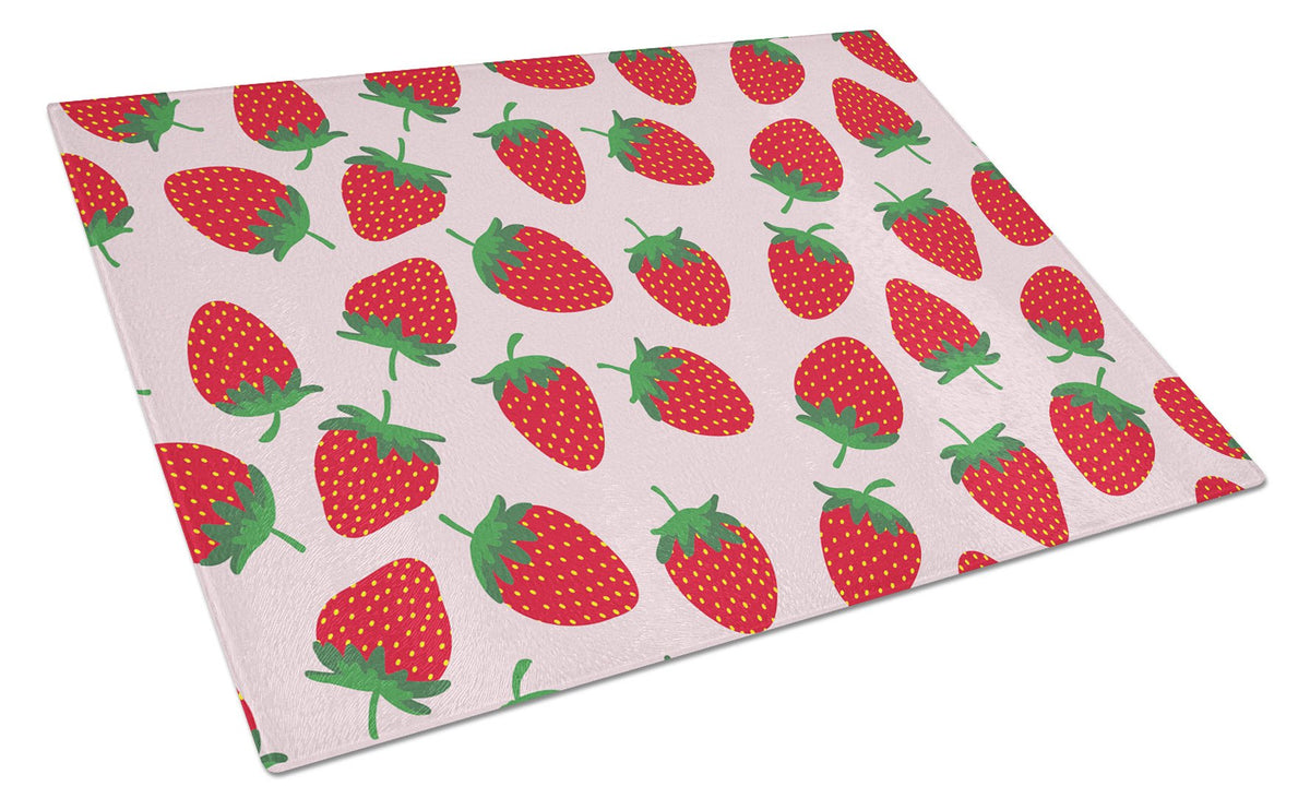 Strawberries on Pink Glass Cutting Board Large BB5146LCB by Caroline&#39;s Treasures