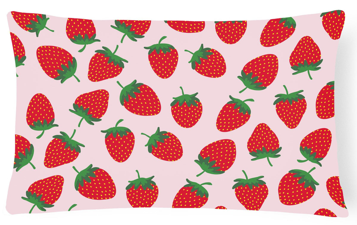Strawberries on Pink Canvas Fabric Decorative Pillow BB5146PW1216 by Caroline&#39;s Treasures