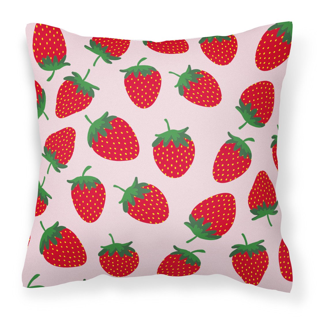 Strawberries on Pink Fabric Decorative Pillow BB5146PW1818 by Caroline's Treasures