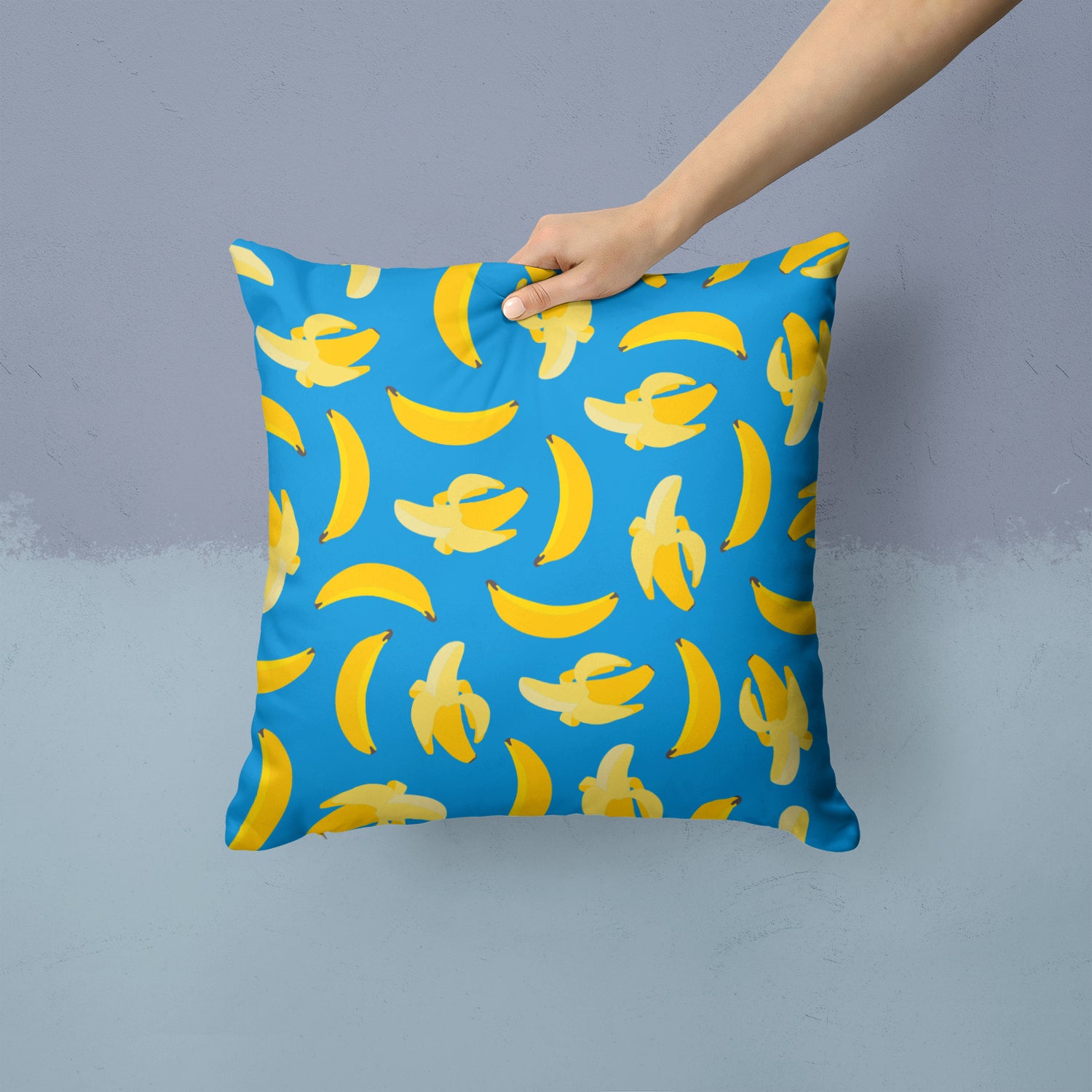 Bananas on Blue Fabric Decorative Pillow BB5149PW1414 - the-store.com