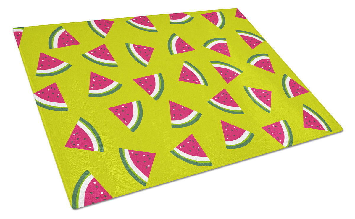 Watermelon on Lime Green Glass Cutting Board Large BB5151LCB by Caroline&#39;s Treasures