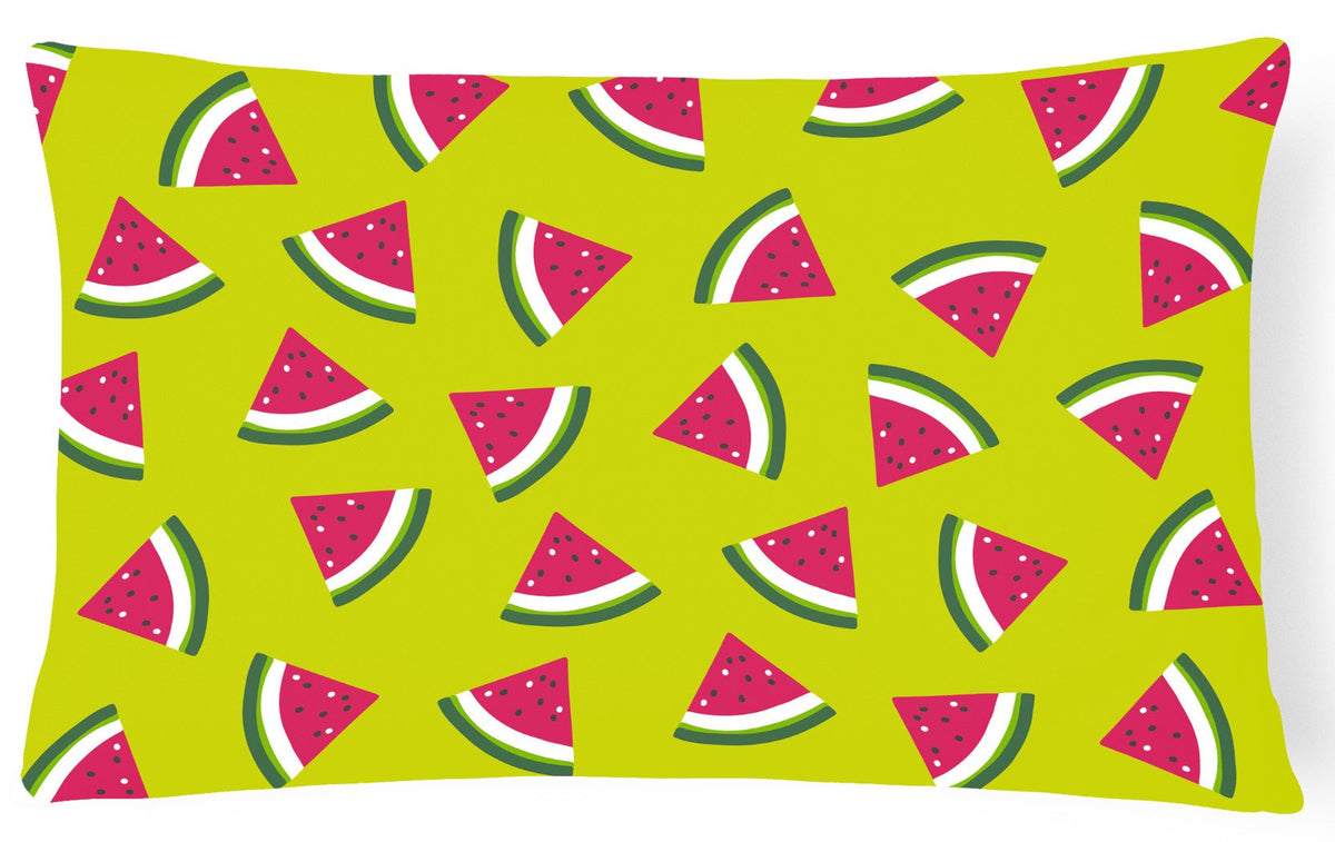 Watermelon on Lime Green Canvas Fabric Decorative Pillow BB5151PW1216 by Caroline&#39;s Treasures