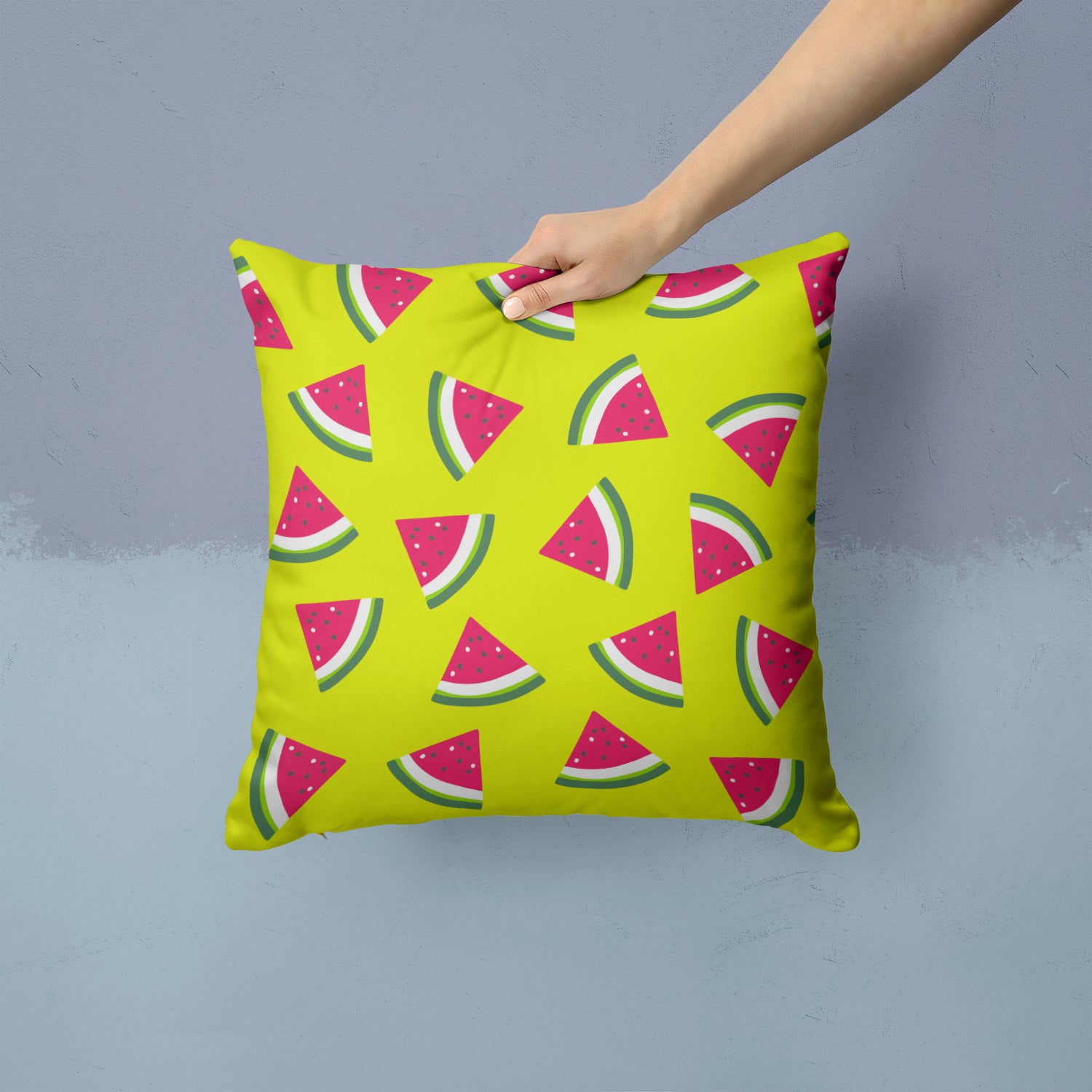 Watermelon on Lime Green Fabric Decorative Pillow BB5151PW1414 - the-store.com