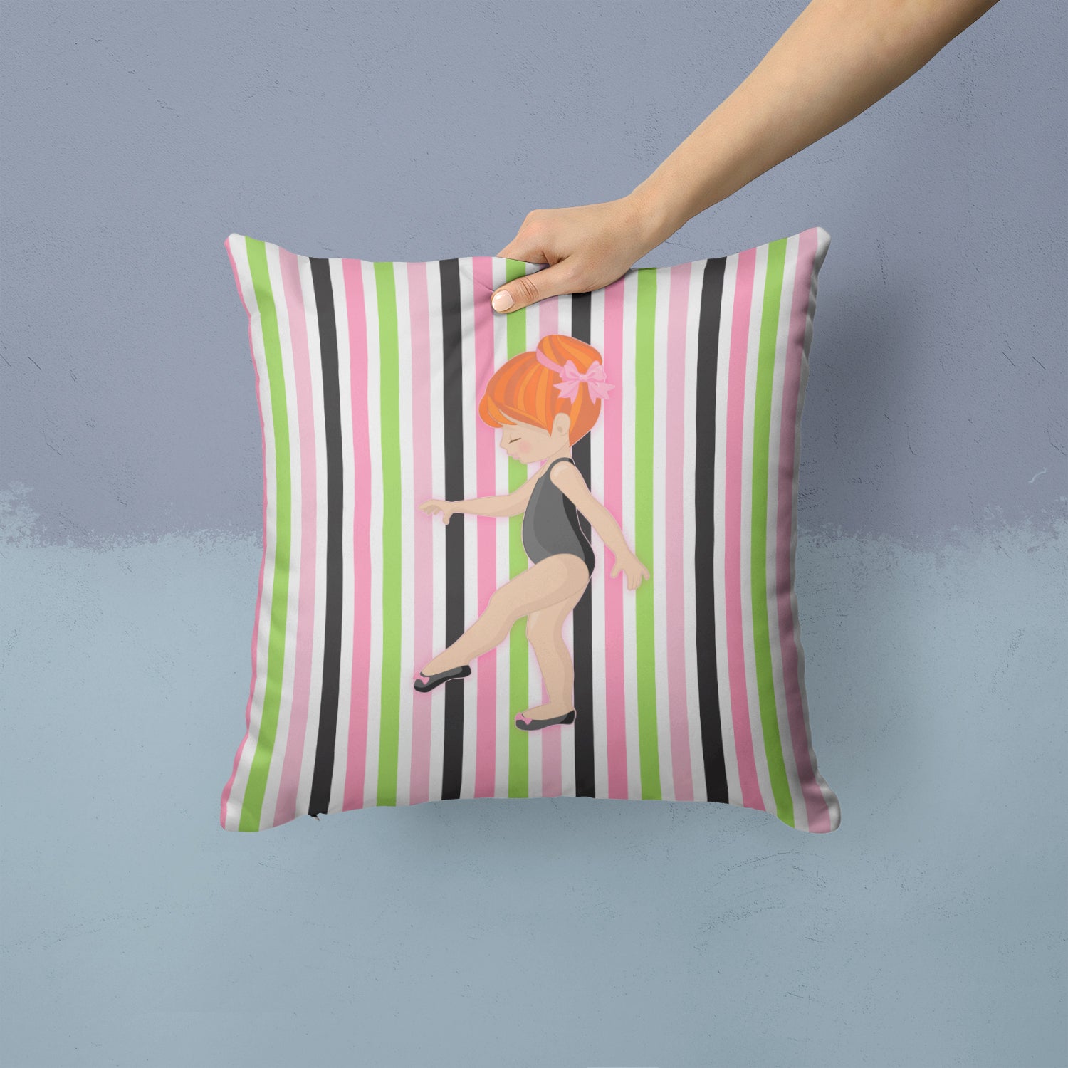 Ballerina Red Head Point Fabric Decorative Pillow BB5161PW1414 - the-store.com