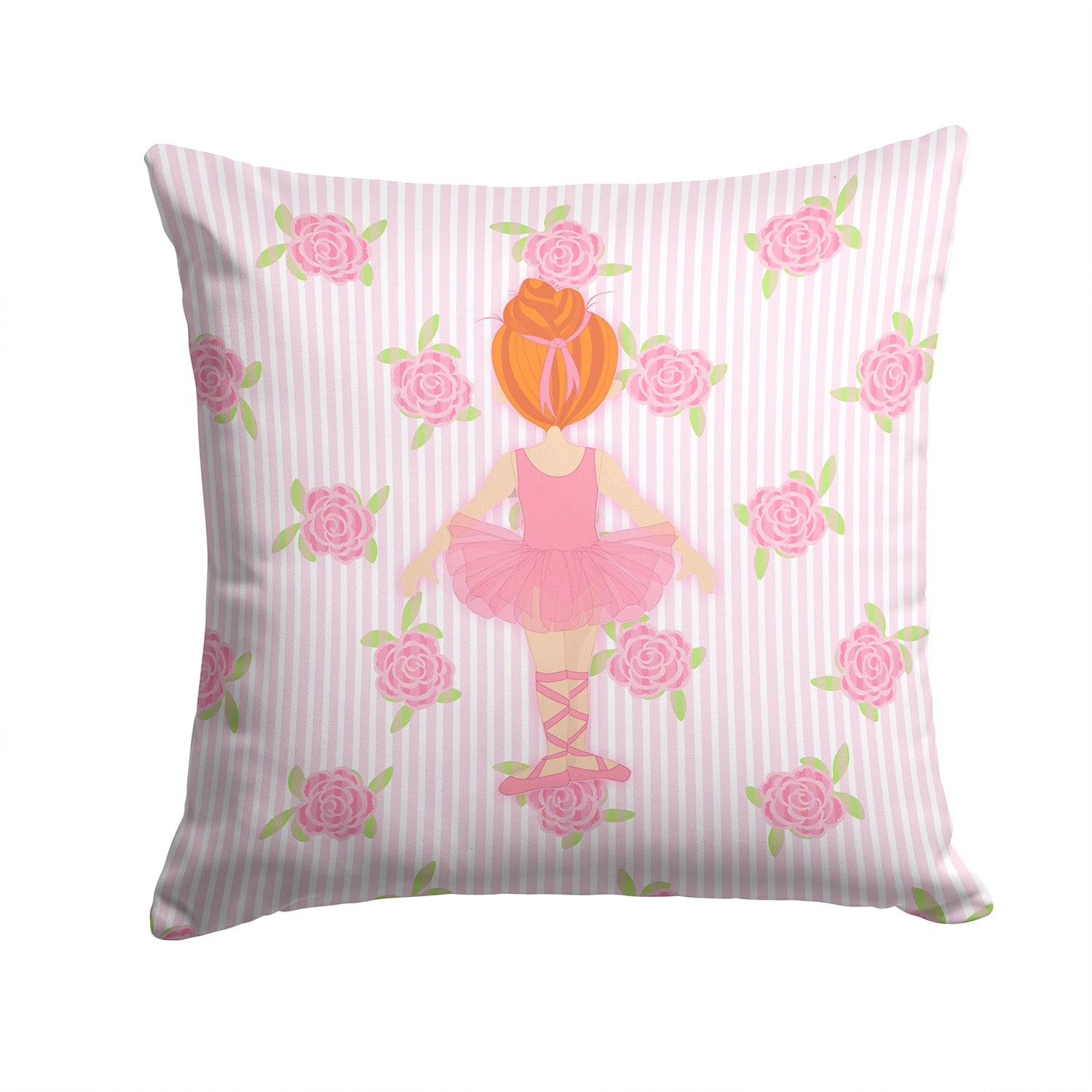 Ballerina Red Head Back Pose Fabric Decorative Pillow BB5163PW1414 - the-store.com