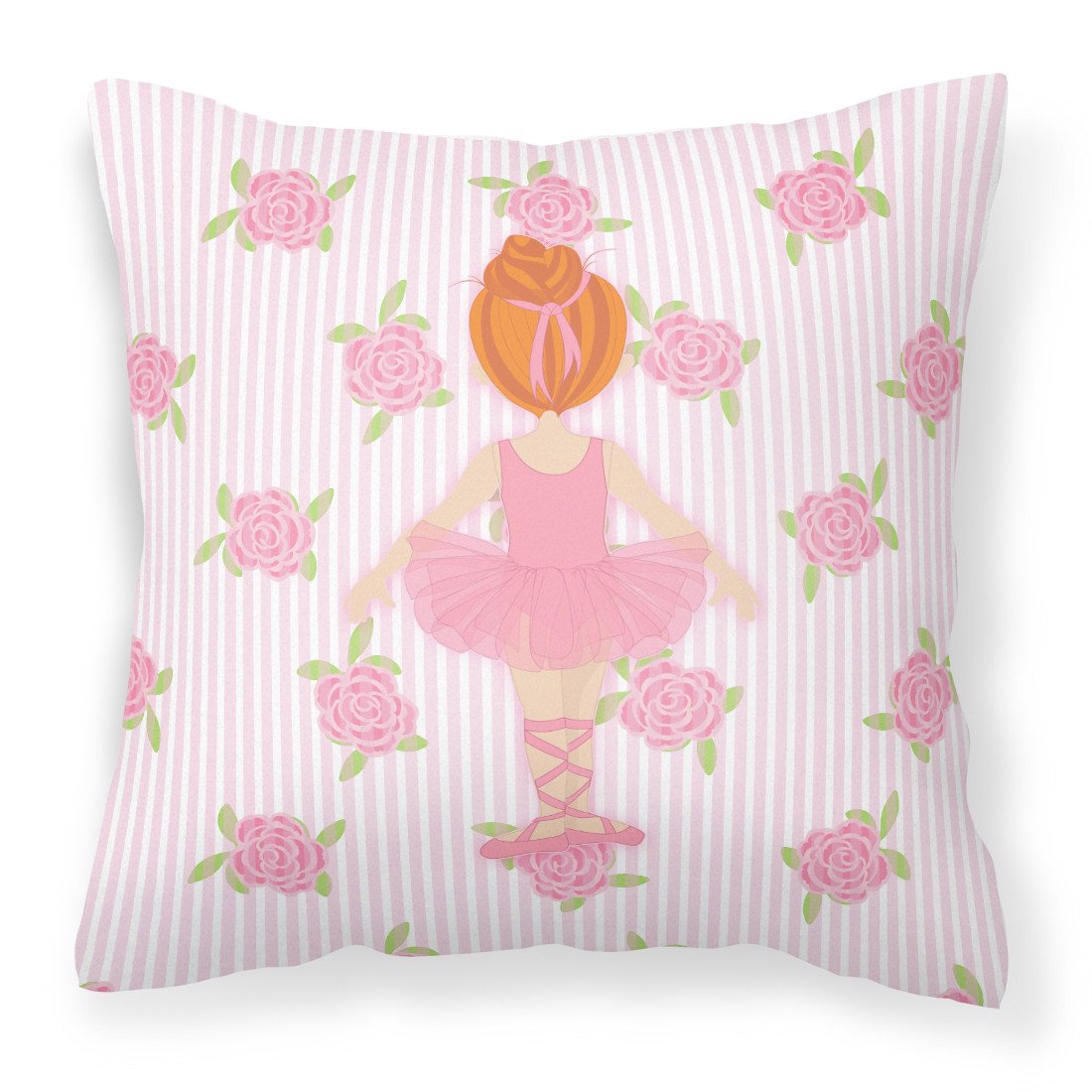 Ballerina Red Head Back Pose Fabric Decorative Pillow BB5163PW1818 by Caroline&#39;s Treasures
