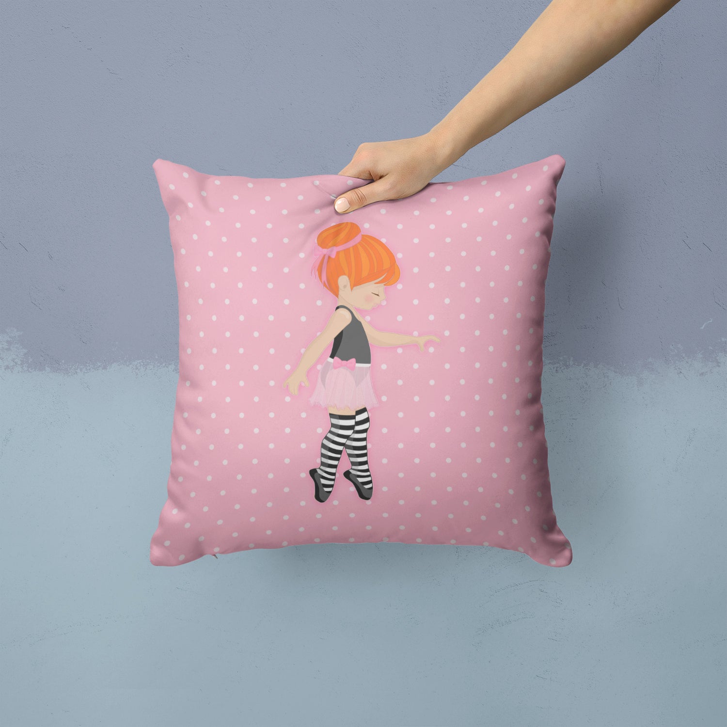 Ballerina Red Head Releve Fabric Decorative Pillow BB5168PW1414 - the-store.com
