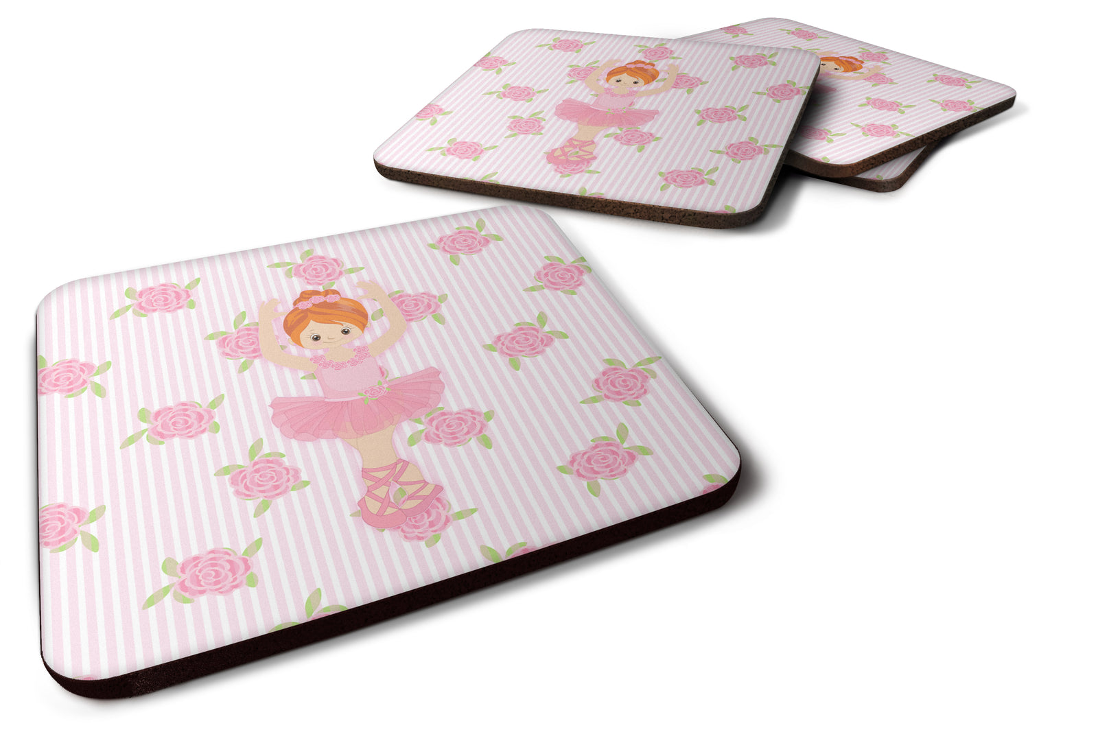 Ballerina Red Front Pose Foam Coaster Set of 4 BB5169FC - the-store.com