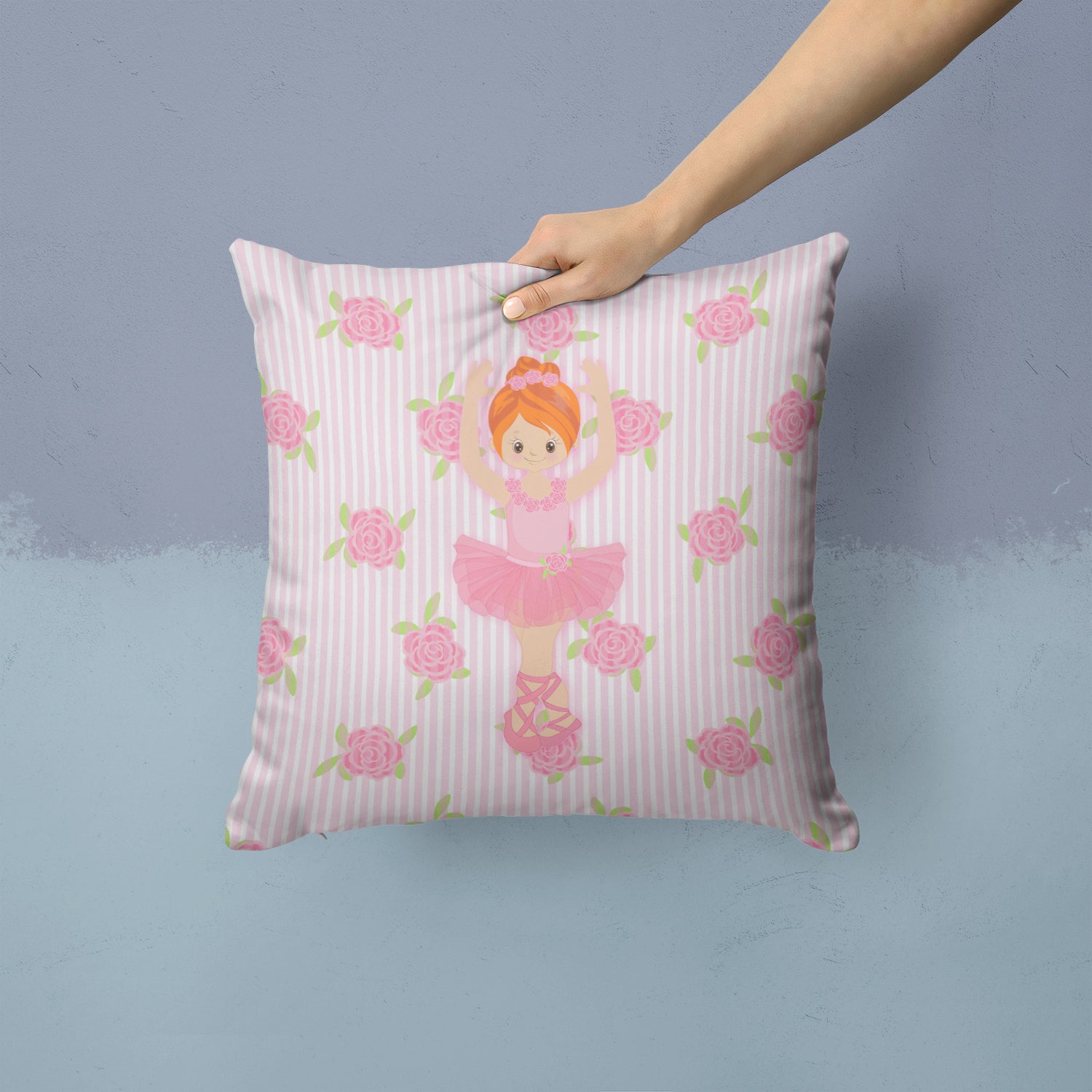 Ballerina Red Front Pose Fabric Decorative Pillow BB5169PW1414 - the-store.com