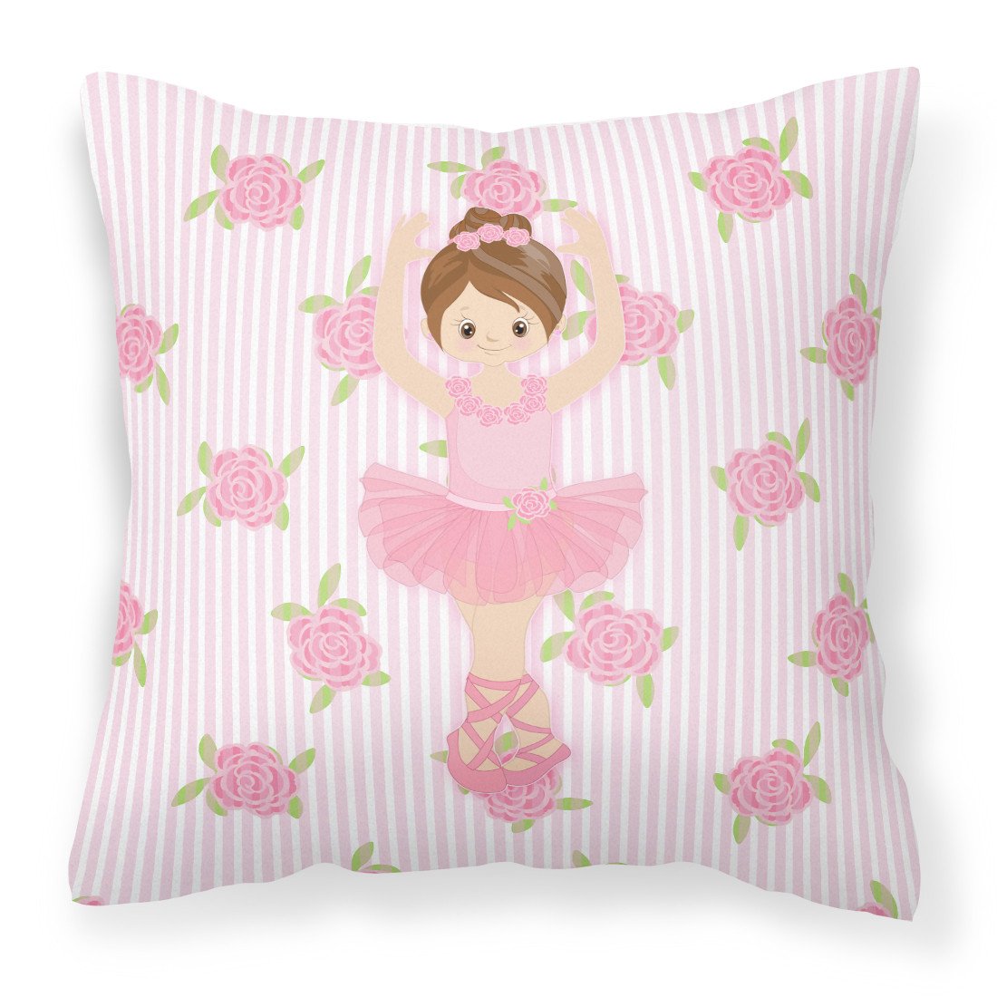 Ballerina Brunette Front Pose Fabric Decorative Pillow BB5173PW1818 by Caroline&#39;s Treasures