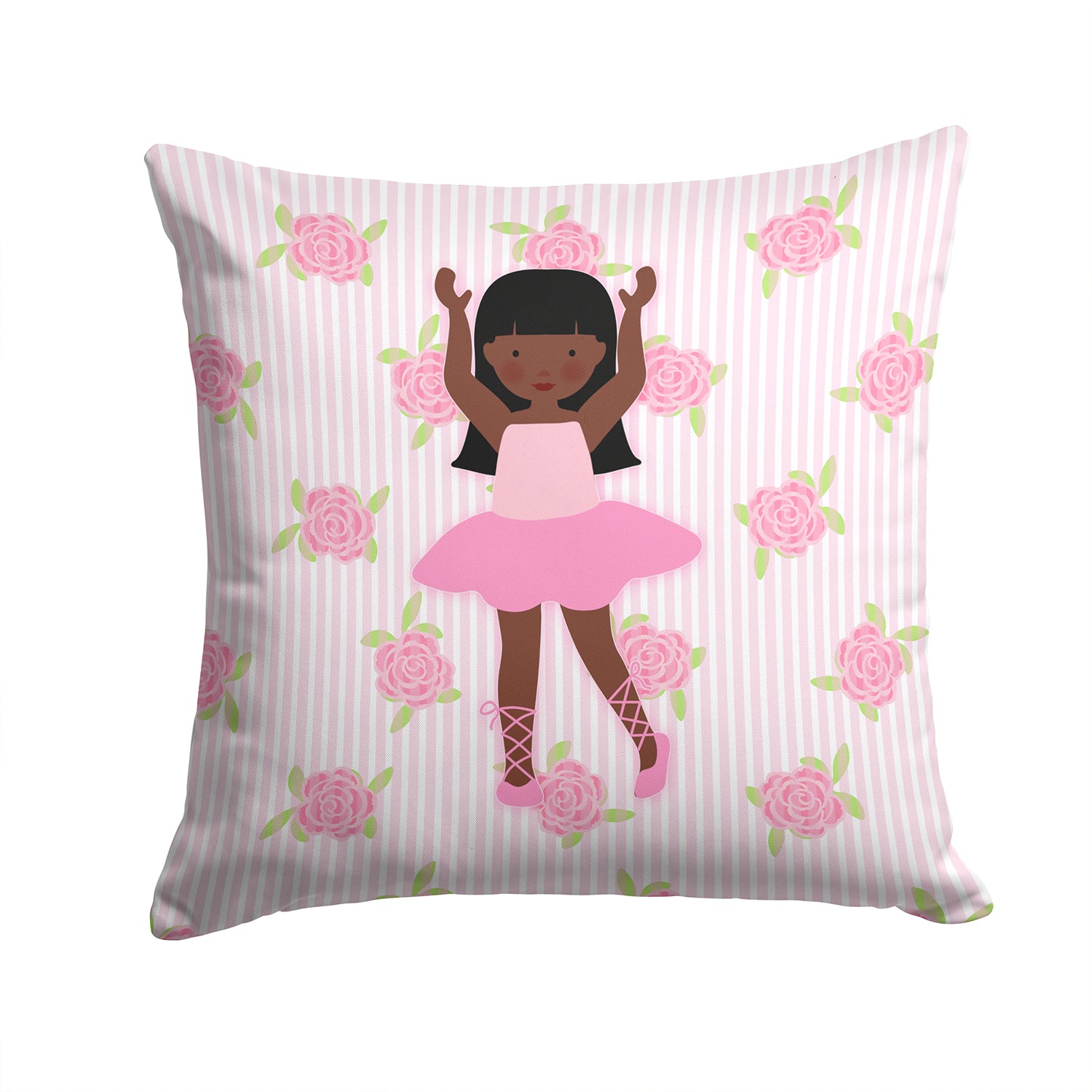 Ballerina African American Long Hair Fabric Decorative Pillow BB5180PW1414 - the-store.com