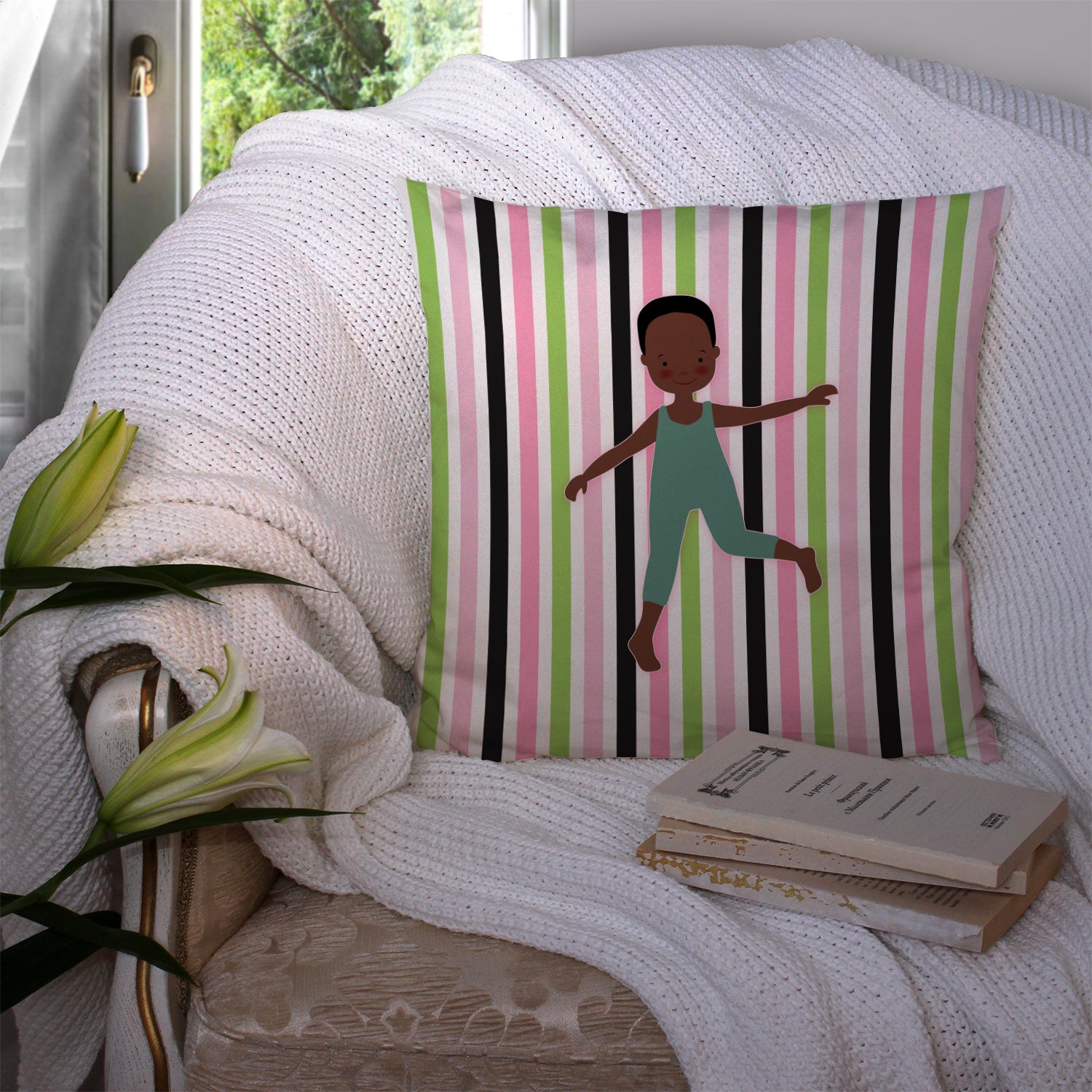 Dancer Bikatard African American Fabric Decorative Pillow BB5184PW1414 - the-store.com