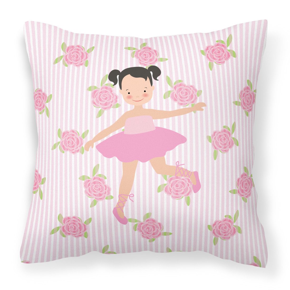Ballerina Black Hair Ponytails Fabric Decorative Pillow BB5187PW1818 by Caroline&#39;s Treasures