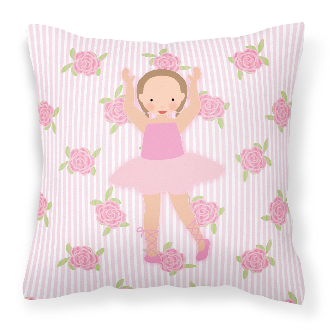 Ballerina Brown Hair Ponytails Fabric Decorative Pillow BB5189PW1818 by Caroline's Treasures