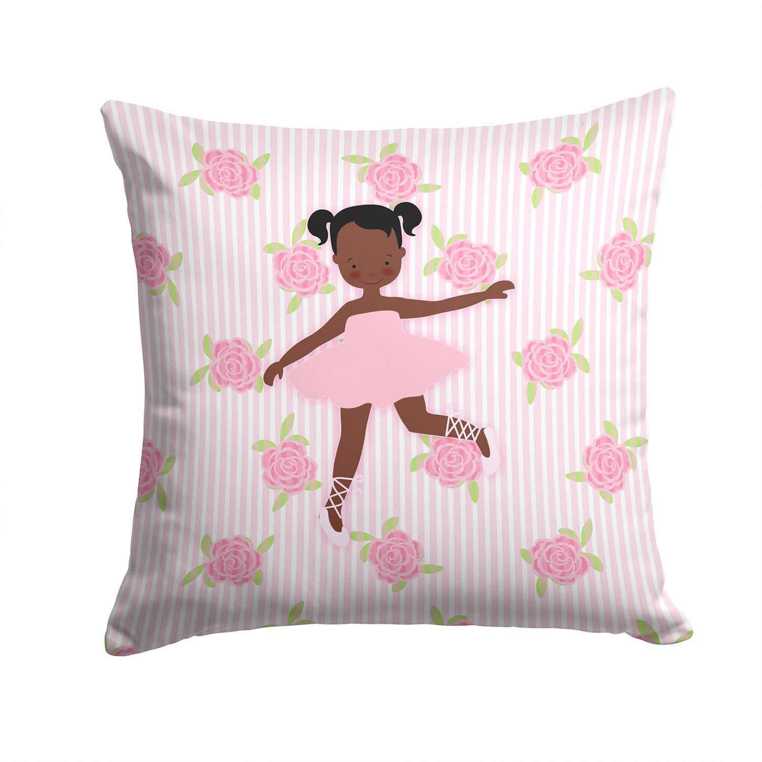 Ballerina African American Ponytails Fabric Decorative Pillow BB5192PW1414 - the-store.com