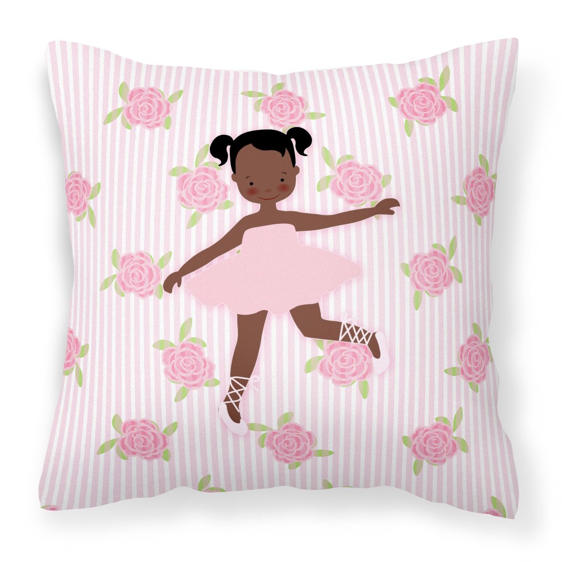 Ballerina African American Ponytails Fabric Decorative Pillow BB5192PW1818 by Caroline&#39;s Treasures