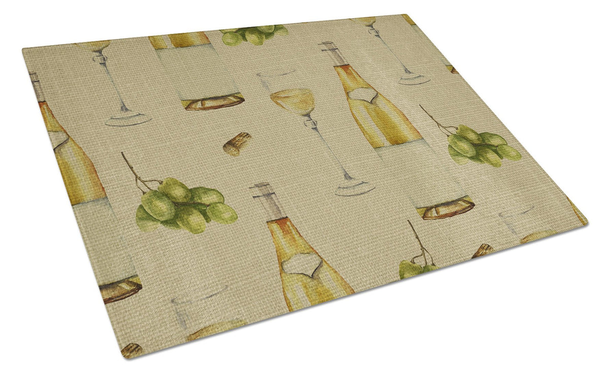 White Wine on Linen Glass Cutting Board Large BB5194LCB by Caroline&#39;s Treasures