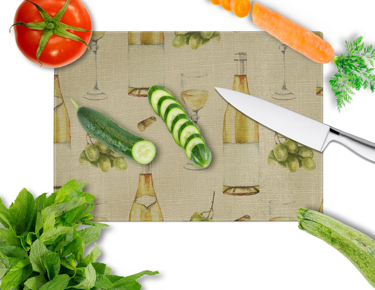 White Wine on Linen Glass Cutting Board Large BB5194LCB by Caroline's Treasures