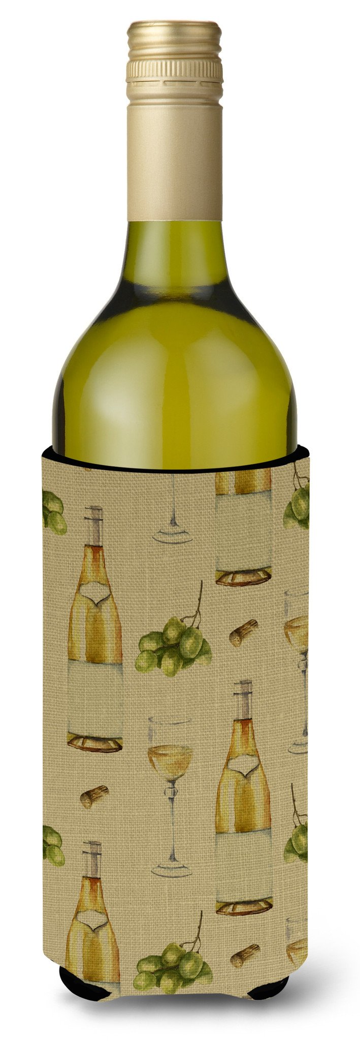 White Wine on Linen Wine Bottle Beverge Insulator Hugger BB5194LITERK by Caroline&#39;s Treasures