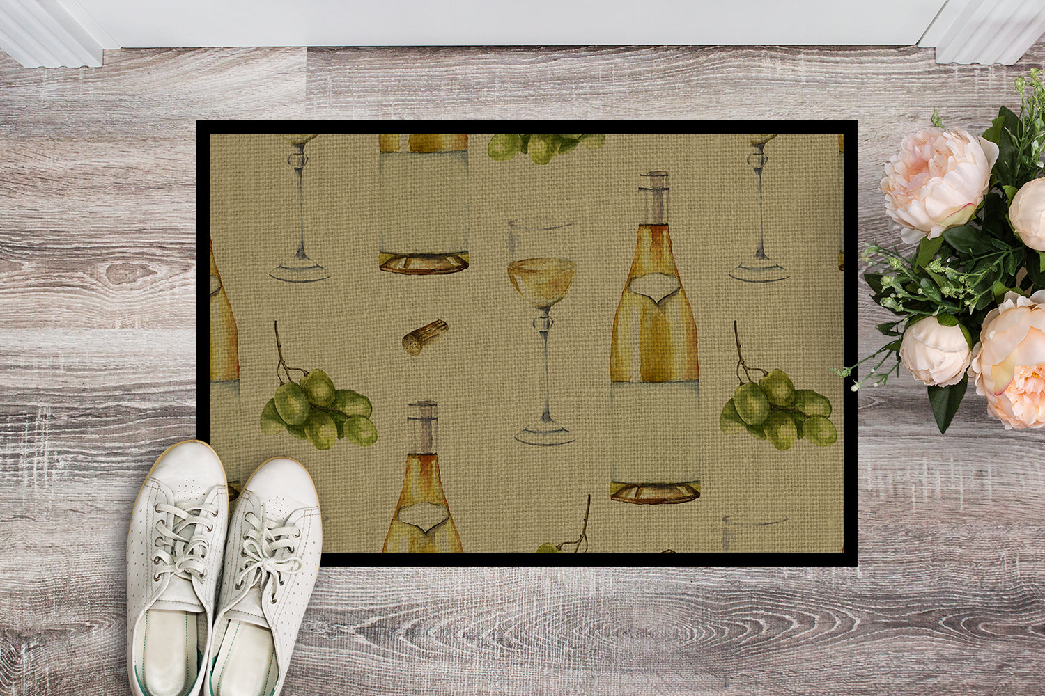White Wine on Linen Indoor or Outdoor Mat 18x27 BB5194MAT - the-store.com
