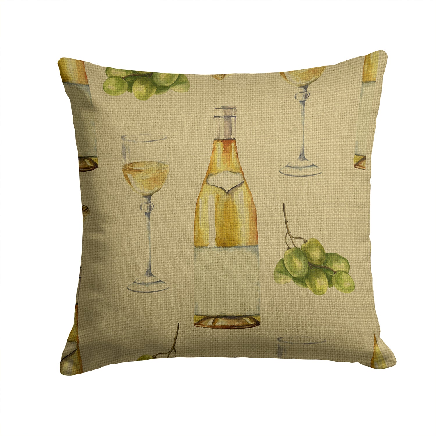 White Wine on Linen Fabric Decorative Pillow BB5194PW1414 - the-store.com