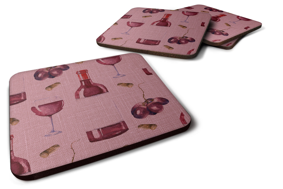 Red Wine on Linen Foam Coaster Set of 4 BB5195FC - the-store.com