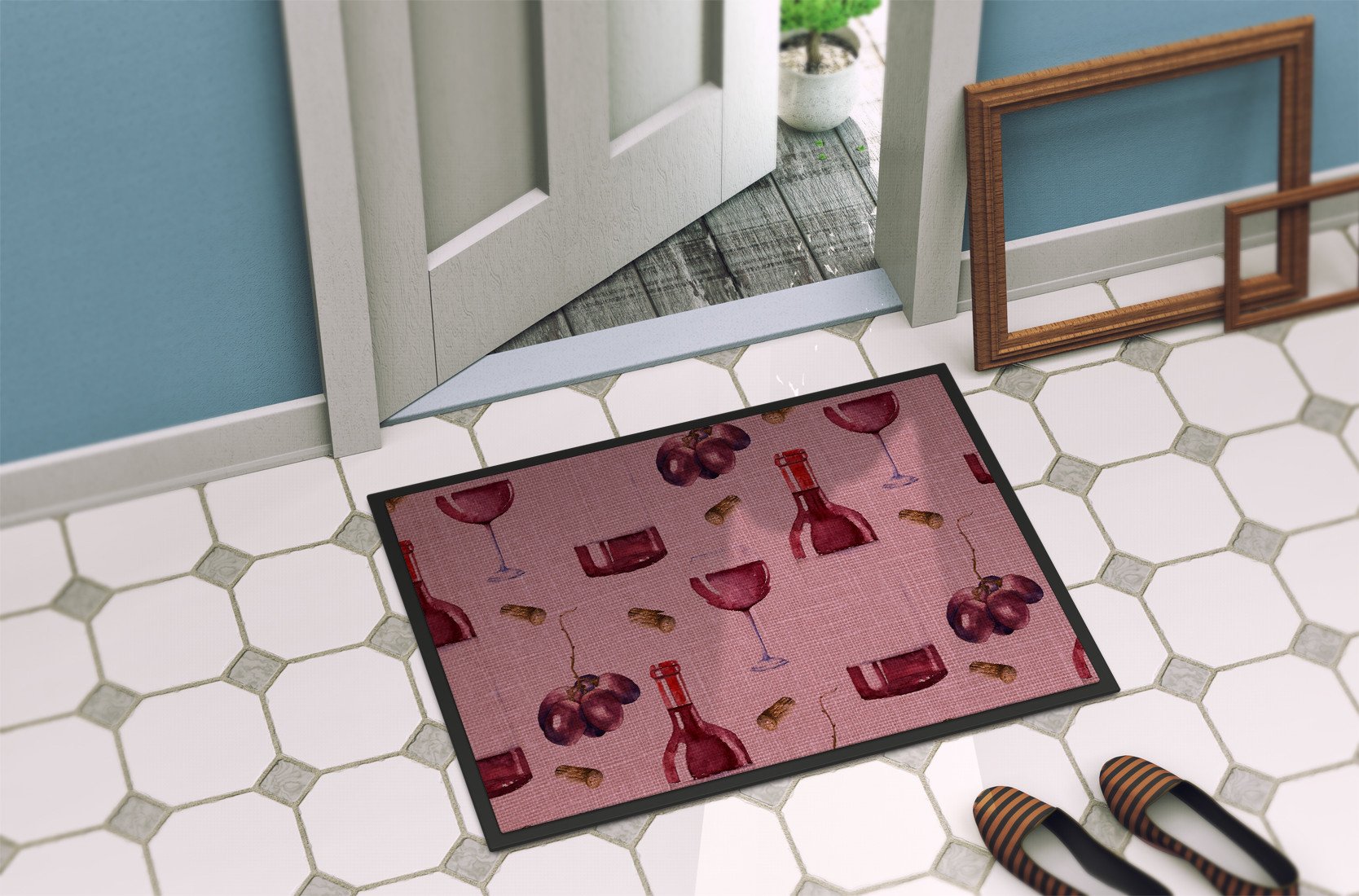 Red Wine on Linen Indoor or Outdoor Mat 24x36 BB5195JMAT by Caroline's Treasures