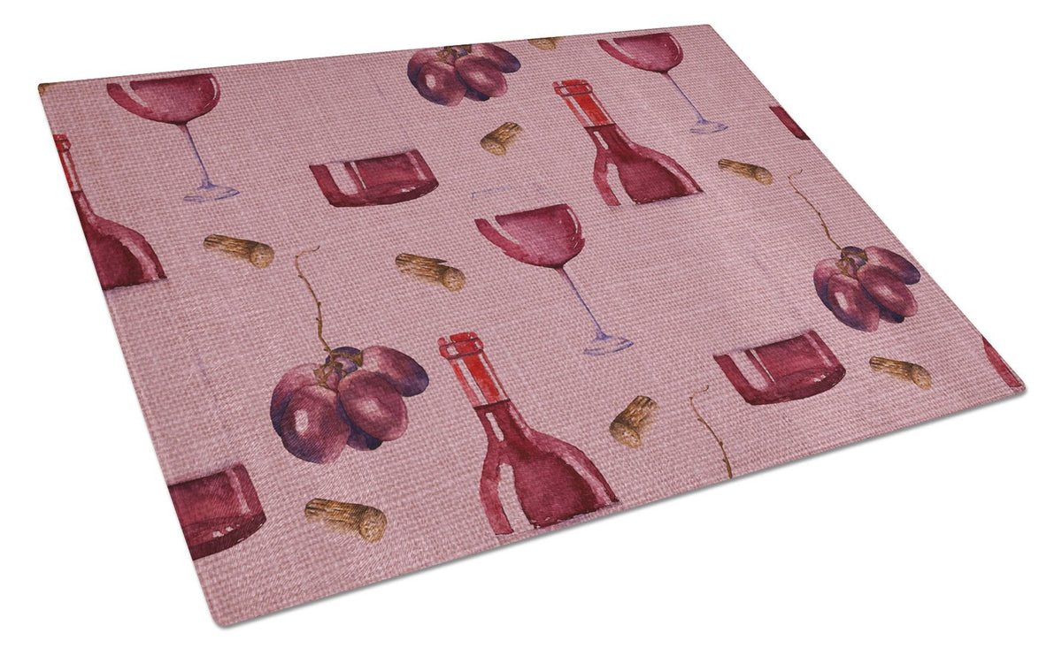 Red Wine on Linen Glass Cutting Board Large BB5195LCB by Caroline&#39;s Treasures