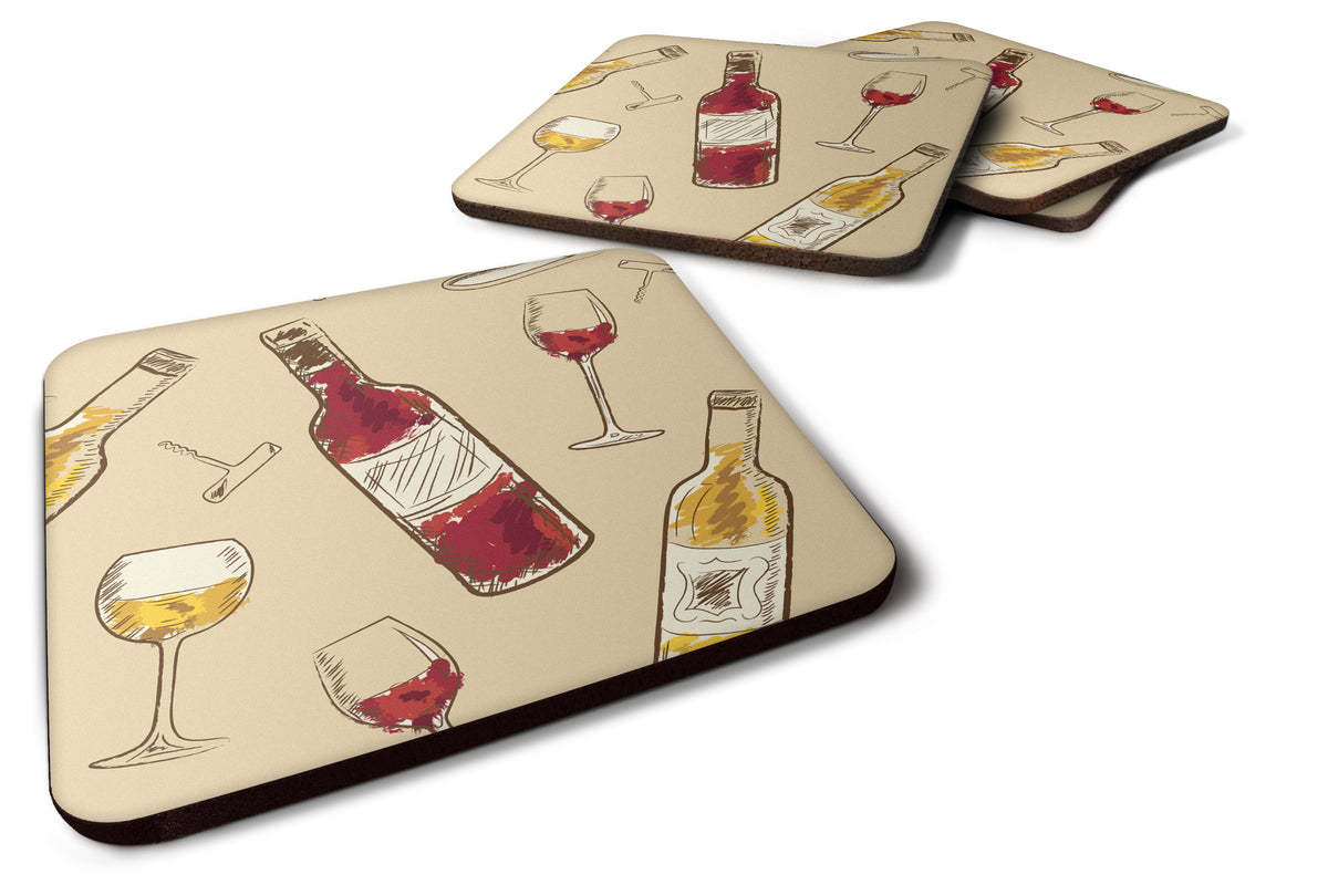 Red and White Wine Foam Coaster Set of 4 BB5196FC - the-store.com