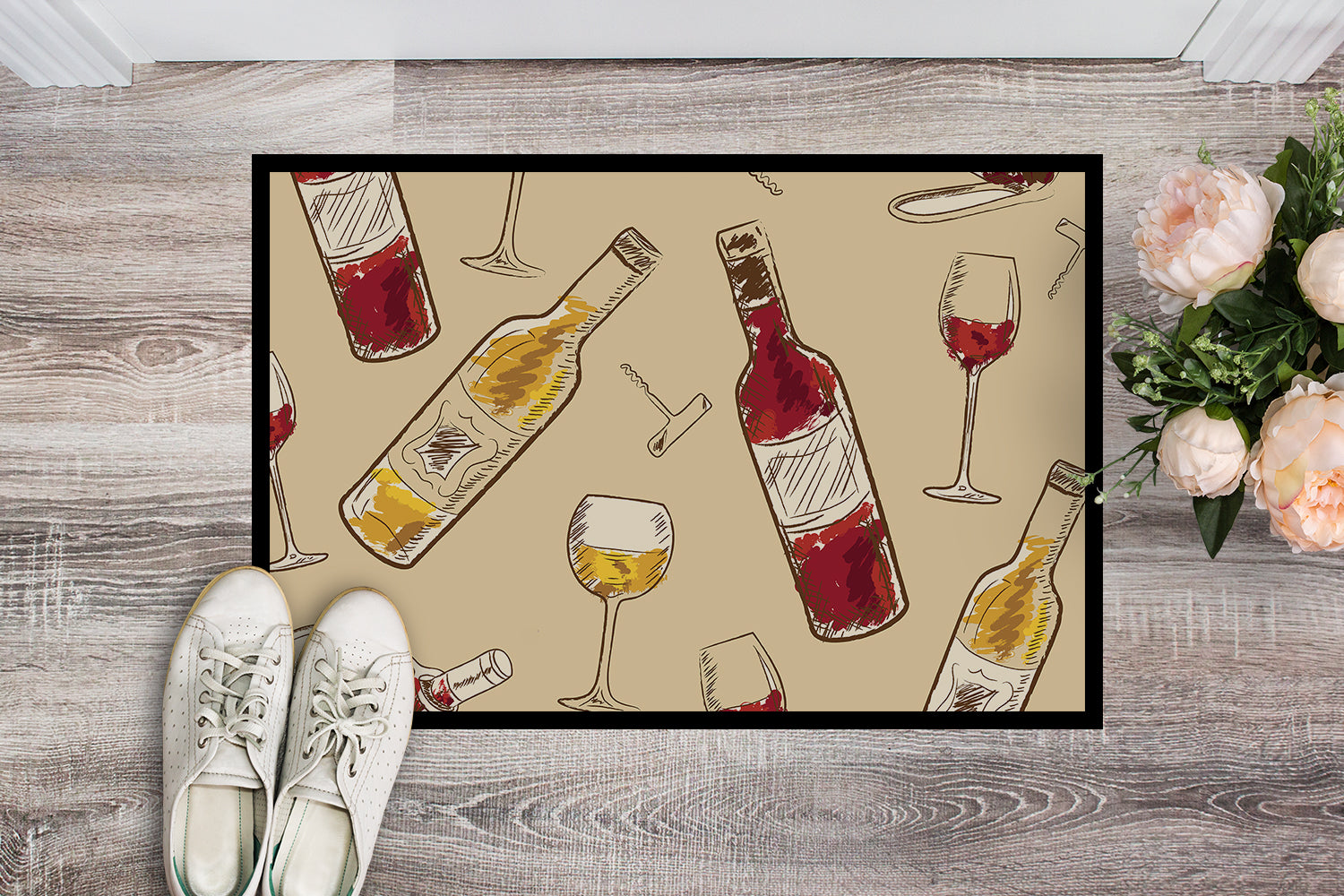 Red and White Wine Indoor or Outdoor Mat 18x27 BB5196MAT - the-store.com
