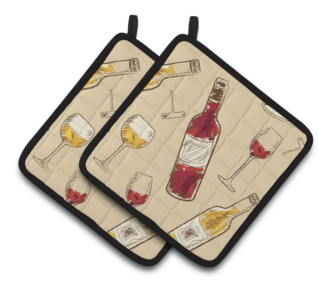 Red and White Wine Pair of Pot Holders BB5196PTHD by Caroline&#39;s Treasures