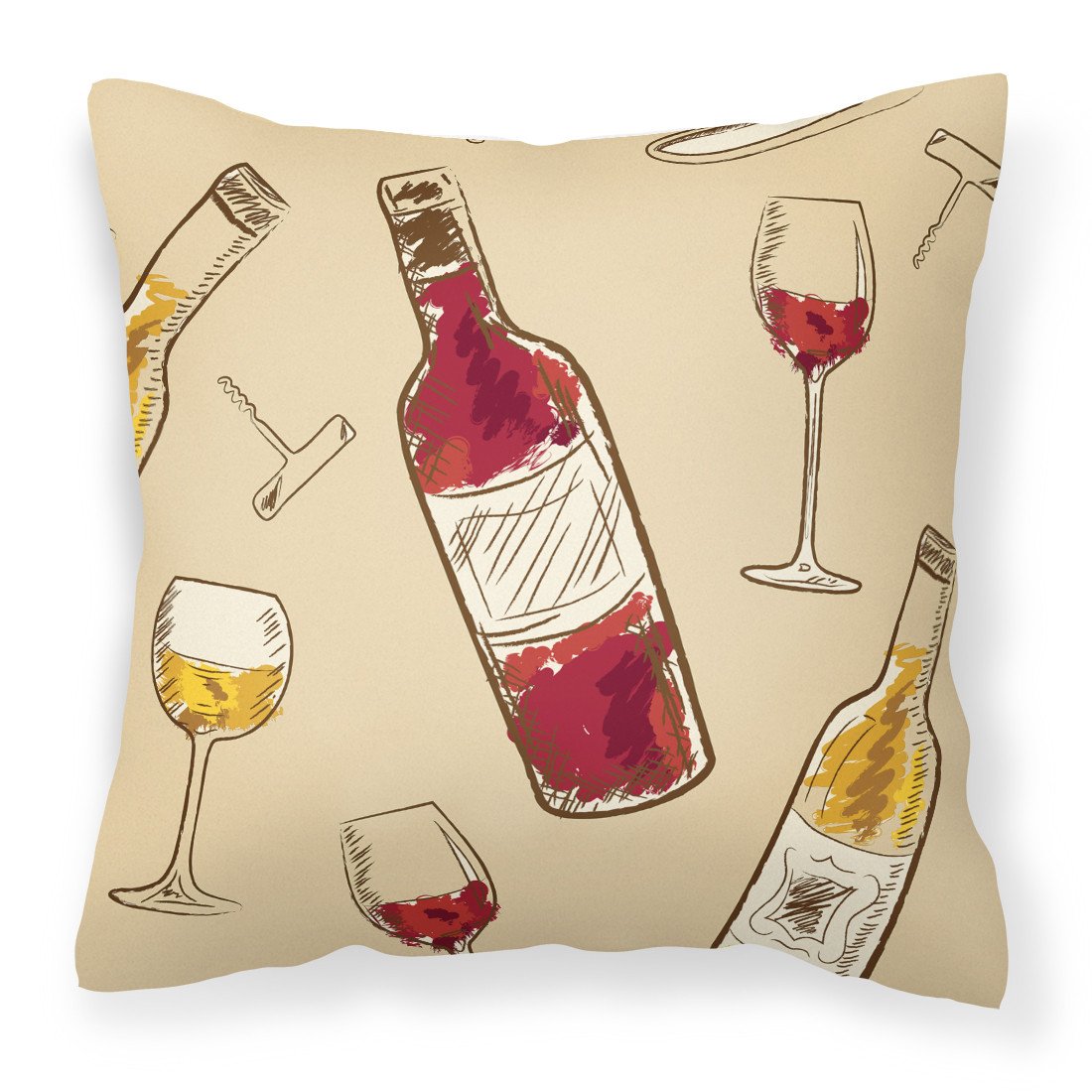 Red and White Wine Fabric Decorative Pillow BB5196PW1818 by Caroline&#39;s Treasures