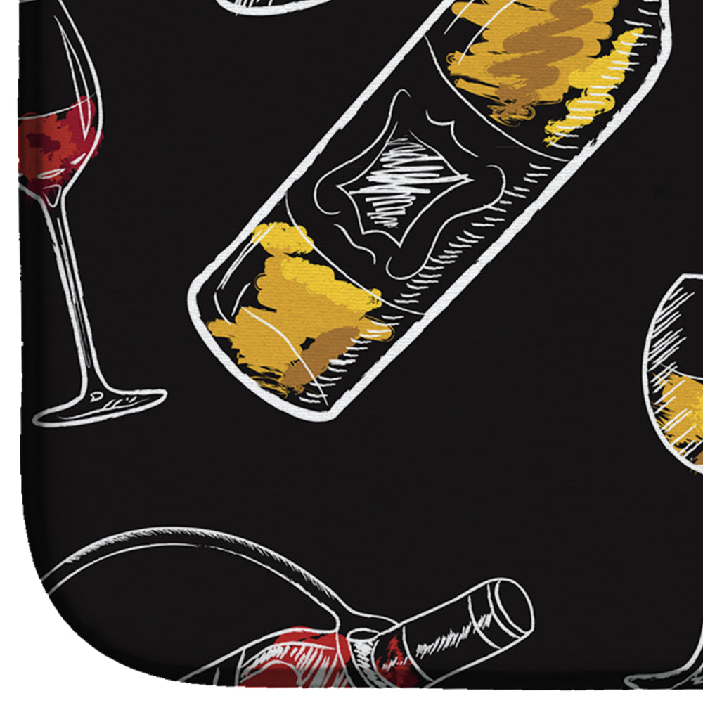 Red and White Wine on Black Dish Drying Mat BB5197DDM