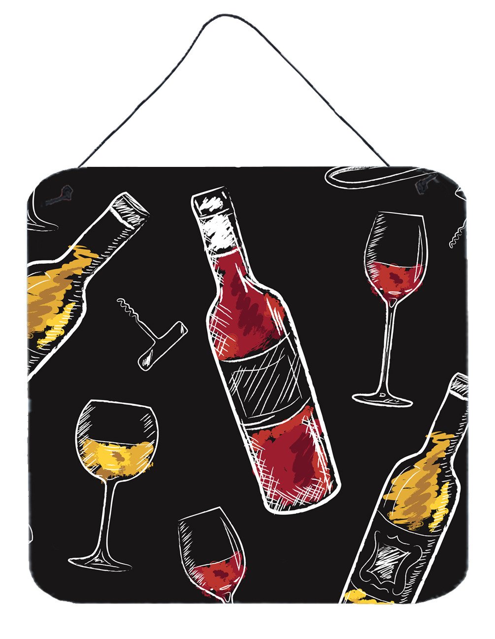 Red and White Wine on Black Wall or Door Hanging Prints BB5197DS66 by Caroline&#39;s Treasures