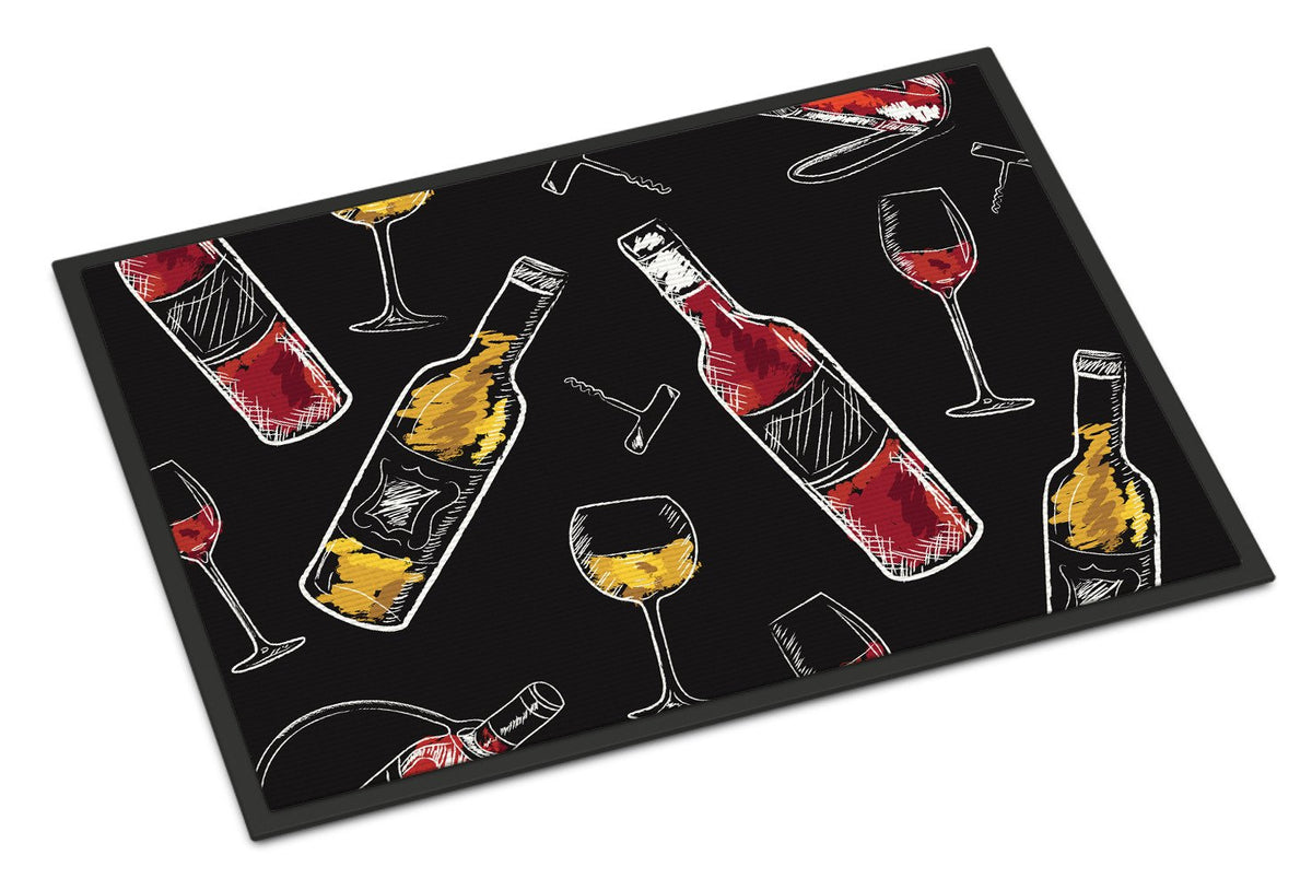 Red and White Wine on Black Indoor or Outdoor Mat 24x36 BB5197JMAT by Caroline&#39;s Treasures