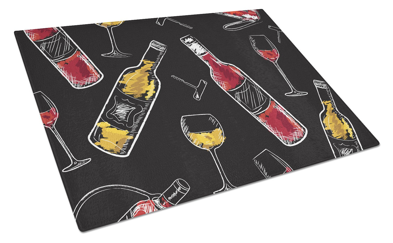 Red and White Wine on Black Glass Cutting Board Large BB5197LCB by Caroline's Treasures
