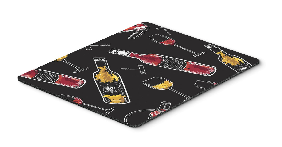 Red and White Wine on Black Mouse Pad, Hot Pad or Trivet BB5197MP by Caroline&#39;s Treasures
