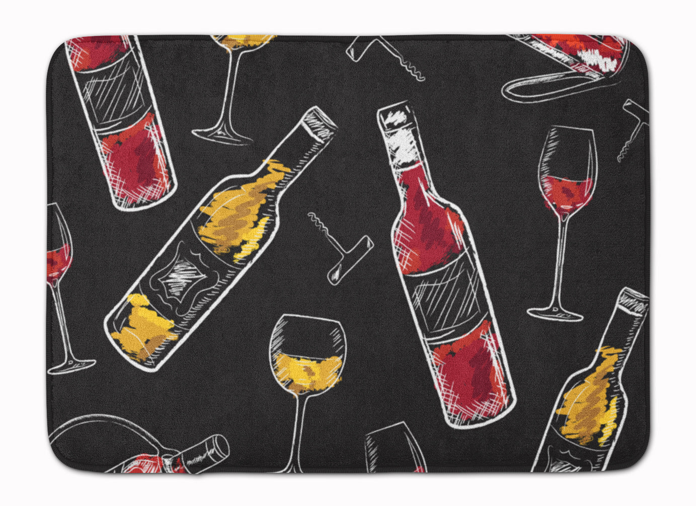 Red and White Wine on Black Machine Washable Memory Foam Mat BB5197RUG - the-store.com